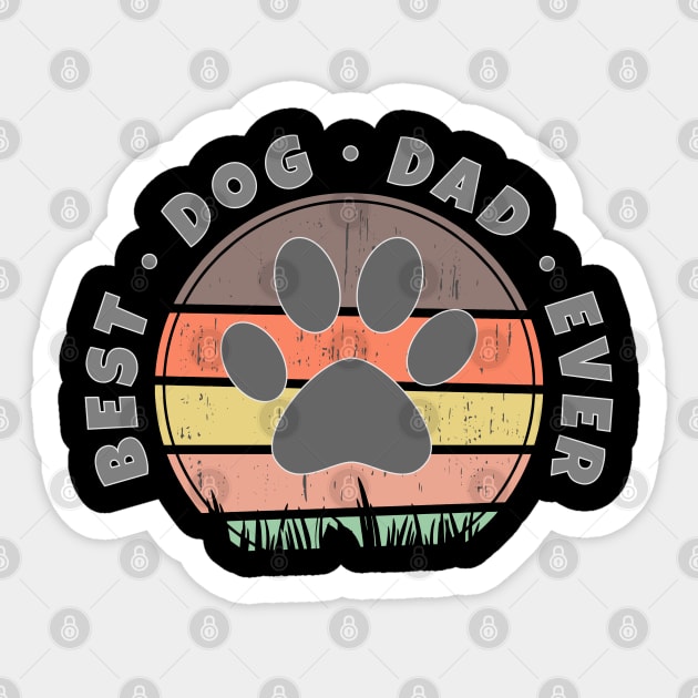 Best Dog Dad Ever Retro Sunset Vector v.3 Sticker by RamoryPrintArt